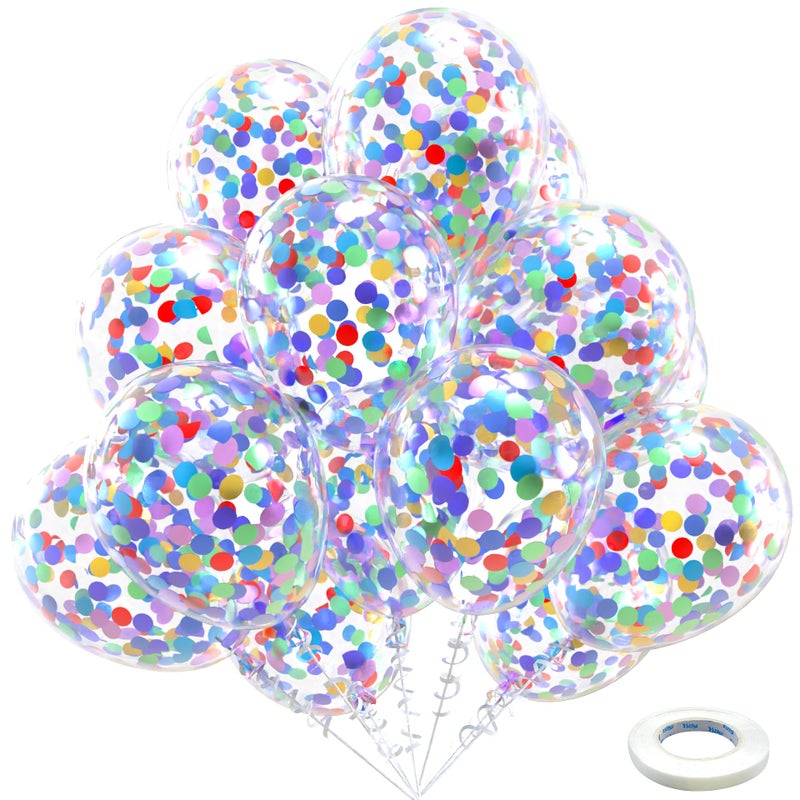 Bezente Rainbow Multicolor Confetti Latex Balloons - 60 Pack 12 inch Helium Colorful Confetti Balloons for Birthday Baby Shower Wedding Party Decorations - Image 1